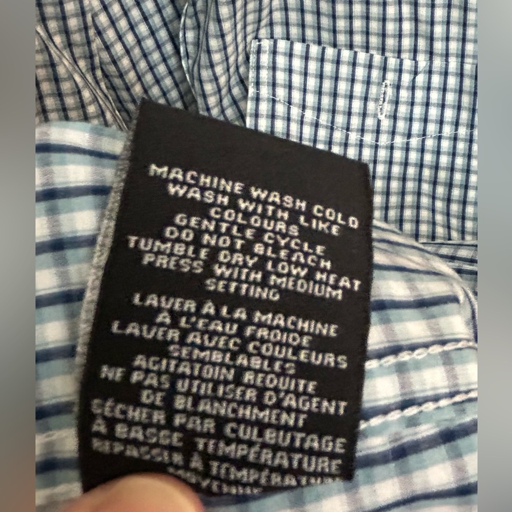 Kenneth Cole Men's Blue and White Checkered Shirt - 100% cotton - Picture 11 of 13